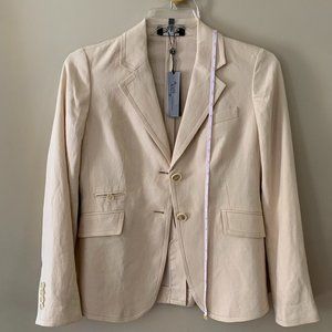 Talbots, size 4 FULLLY LINED & TAYLORED LINEN BLEND JACKET , warm beige/tan
